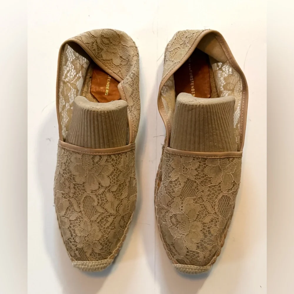 Diane Von Furstenberg Lace Espadrilles - Beige